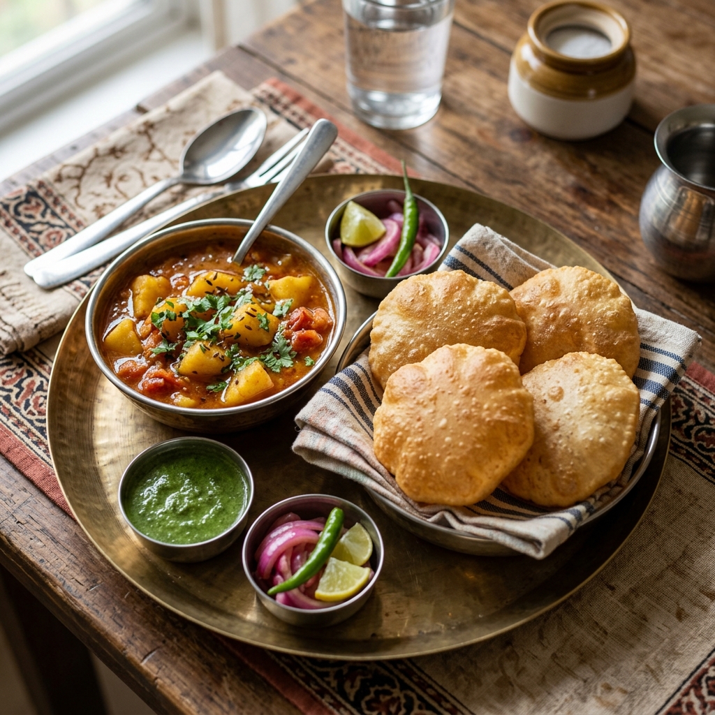 Puri with Aloo Tamatar Ki Sabji