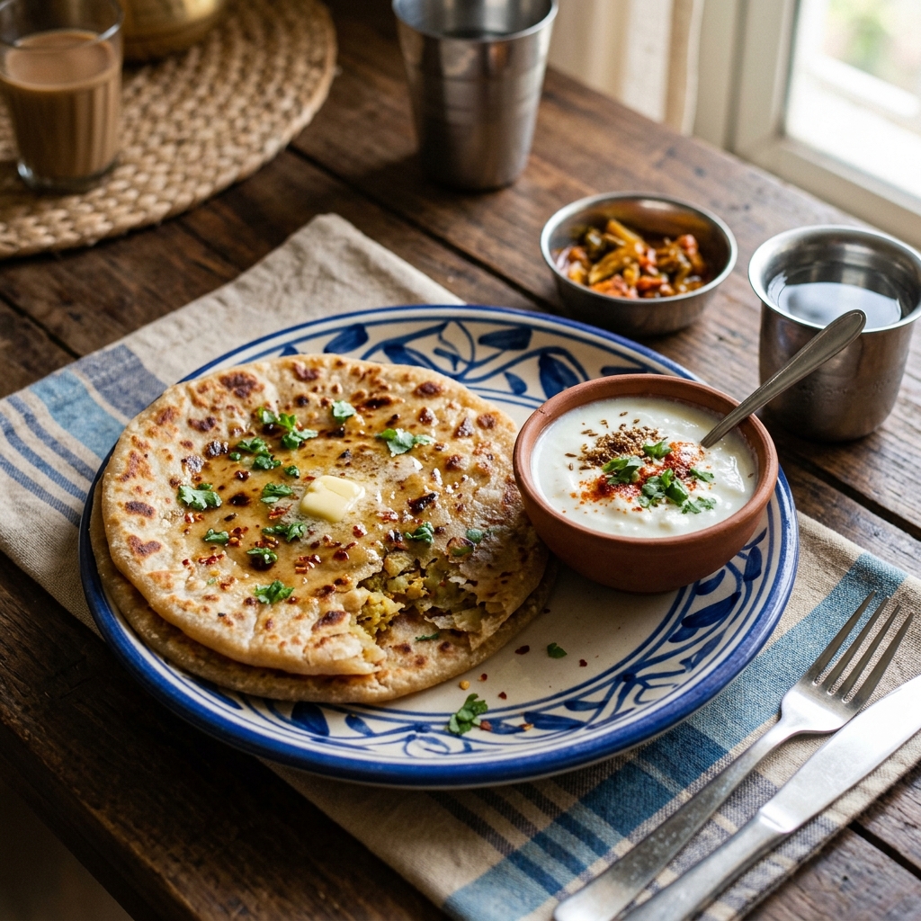 Gobi Paratha with Curd