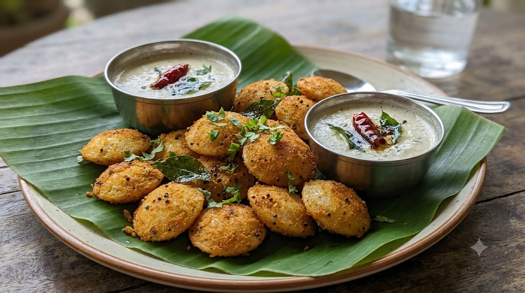 Mini Idli Fry with Chutney